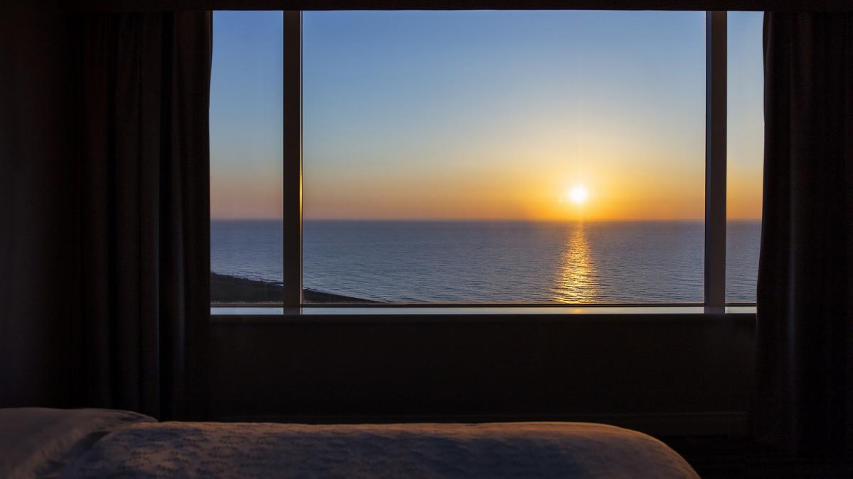 Enjoy the day's various sights from your ocean view room